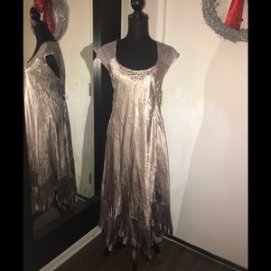 Komarov Ombré Charmeuse Handkerchief Hem Dress